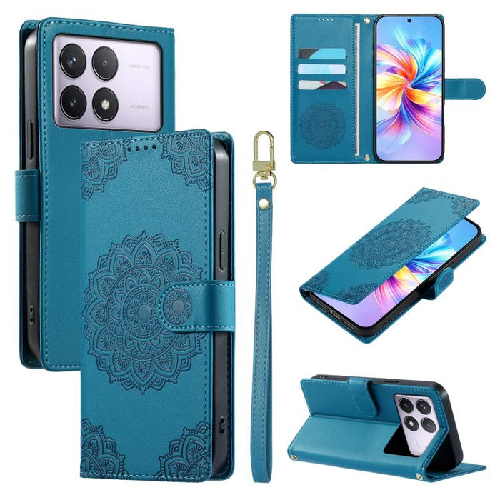 Funda para teléfono de piel vegana con cierre magnético y estampado de tótem, con correa., For Redmi Note 14 4G 164.84mm, For Redmi Note 14 Pro 4G, For Redmi Note 14 4G 163.25mm, For Redmi 14C 4G / 14R / A4 5G, For Redmi Note 14 Pro 5G / Note 14 Pro+ 5...