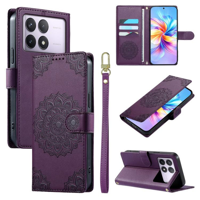 Funda para teléfono de piel vegana con cierre magnético y estampado de tótem, con correa., For Redmi Note 14 4G 164.84mm, For Redmi Note 14 Pro 4G, For Redmi Note 14 4G 163.25mm, For Redmi 14C 4G / 14R / A4 5G, For Redmi Note 14 Pro 5G / Note 14 Pro+ 5...