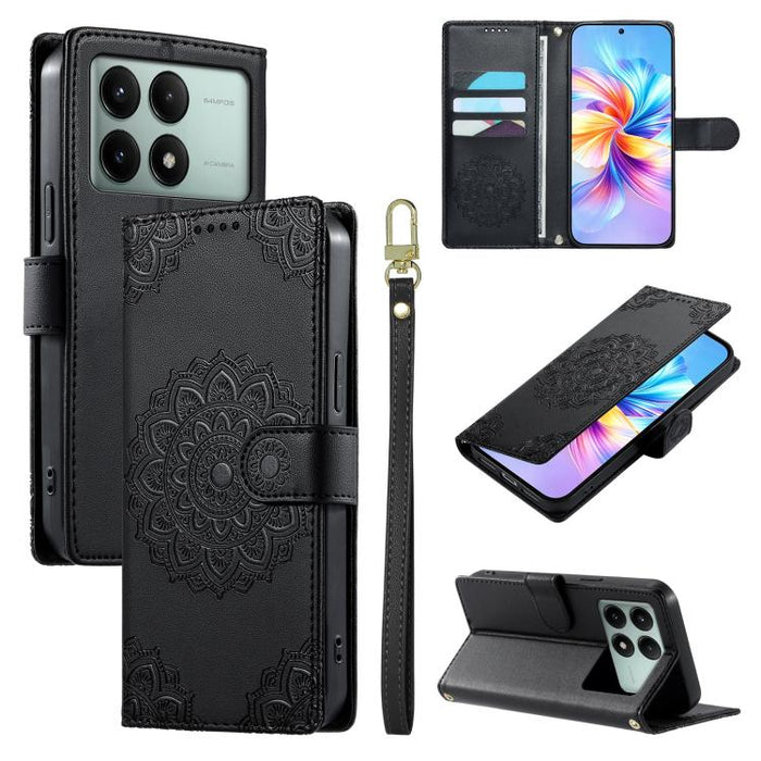 Funda para teléfono de piel vegana con cierre magnético y estampado de tótem, con correa., For Redmi K70E / Xiaomi Poco X6 Pro, For Redmi Note 13 Pro 5G / Poco X6, For Redmi Note 13 5G, For Redmi Note 13 Pro+, For Redmi 12 / Note 12R / Poco M6 Pro 5G  ...
