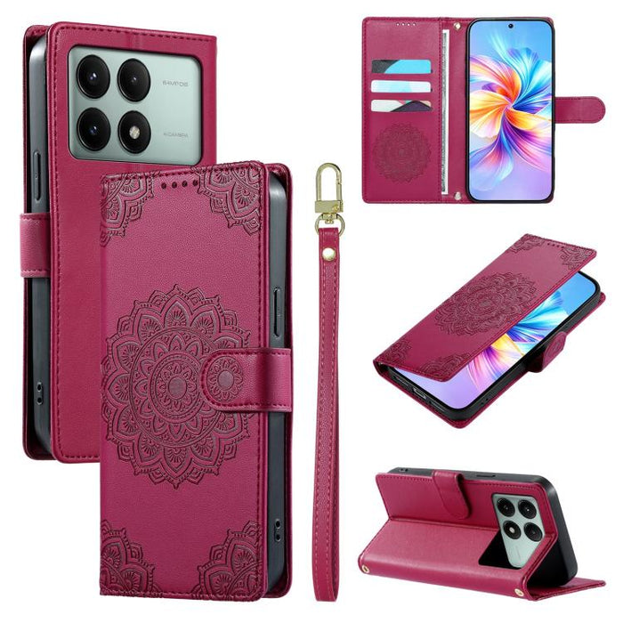 Funda para teléfono de piel vegana con cierre magnético y estampado de tótem, con correa., For Redmi K70E / Xiaomi Poco X6 Pro, For Redmi Note 13 Pro 5G / Poco X6, For Redmi Note 13 5G, For Redmi Note 13 Pro+, For Redmi 12 / Note 12R / Poco M6 Pro 5G  ...