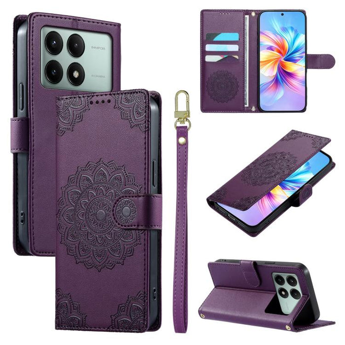 Funda para teléfono de piel vegana con cierre magnético y estampado de tótem, con correa., For Redmi K70E / Xiaomi Poco X6 Pro, For Redmi Note 13 Pro 5G / Poco X6, For Redmi Note 13 5G, For Redmi Note 13 Pro+, For Redmi 12 / Note 12R / Poco M6 Pro 5G  ...
