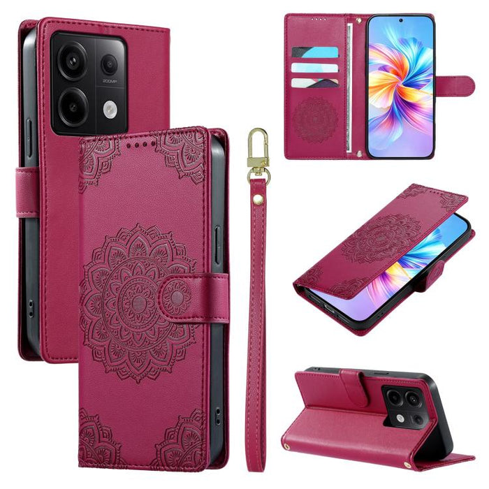 Funda para teléfono de piel vegana con cierre magnético y estampado de tótem, con correa., For Redmi K70E / Xiaomi Poco X6 Pro, For Redmi Note 13 Pro 5G / Poco X6, For Redmi Note 13 5G, For Redmi Note 13 Pro+, For Redmi 12 / Note 12R / Poco M6 Pro 5G  ...
