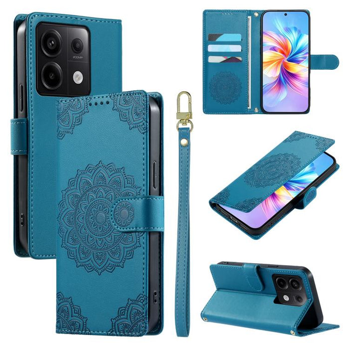 Funda para teléfono de piel vegana con cierre magnético y estampado de tótem, con correa., For Redmi K70E / Xiaomi Poco X6 Pro, For Redmi Note 13 Pro 5G / Poco X6, For Redmi Note 13 5G, For Redmi Note 13 Pro+, For Redmi 12 / Note 12R / Poco M6 Pro 5G  ...