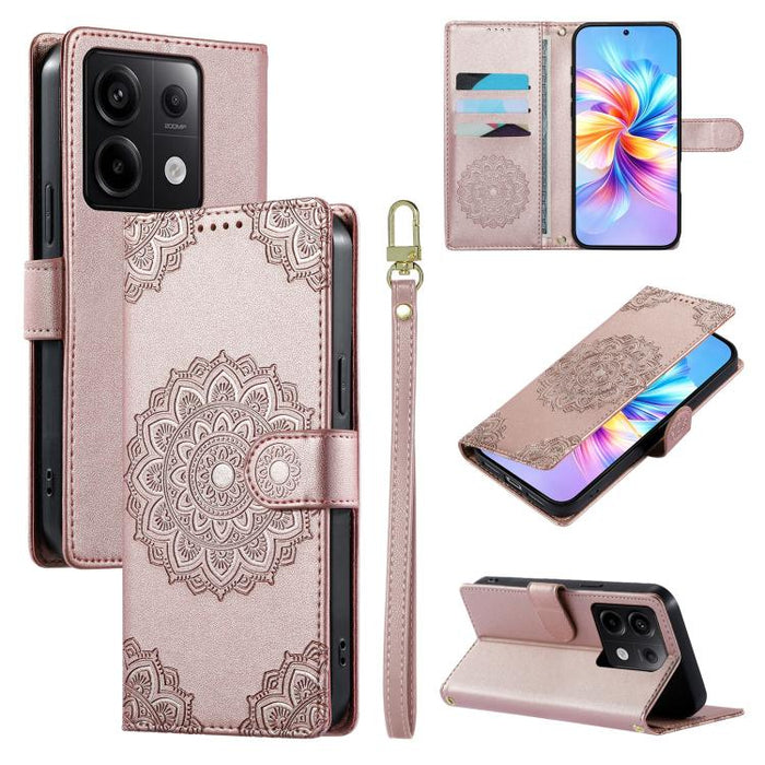 Funda para teléfono de piel vegana con cierre magnético y estampado de tótem, con correa., For Redmi K70E / Xiaomi Poco X6 Pro, For Redmi Note 13 Pro 5G / Poco X6, For Redmi Note 13 5G, For Redmi Note 13 Pro+, For Redmi 12 / Note 12R / Poco M6 Pro 5G  ...