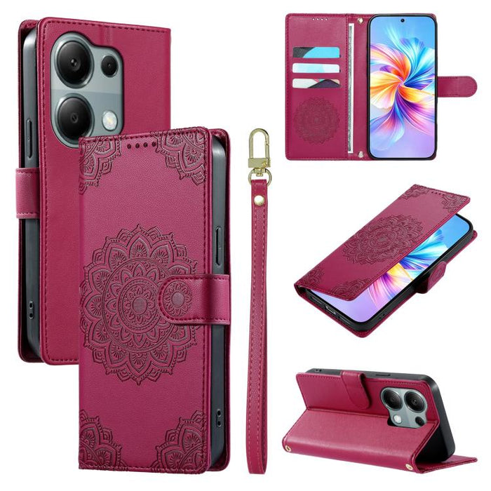 Funda para teléfono de piel vegana con cierre magnético y estampado de tótem, con correa., For Redmi Note 14 4G 164.84mm, For Redmi Note 14 Pro 4G, For Redmi Note 14 4G 163.25mm, For Redmi 14C 4G / 14R / A4 5G, For Redmi Note 14 Pro 5G / Note 14 Pro+ 5...