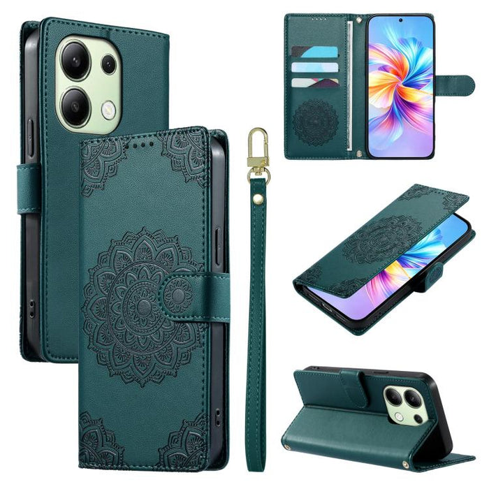Funda para teléfono de piel vegana con cierre magnético y estampado de tótem, con correa., For Redmi Note 14 4G 164.84mm, For Redmi Note 14 Pro 4G, For Redmi Note 14 4G 163.25mm, For Redmi 14C 4G / 14R / A4 5G, For Redmi Note 14 Pro 5G / Note 14 Pro+ 5...