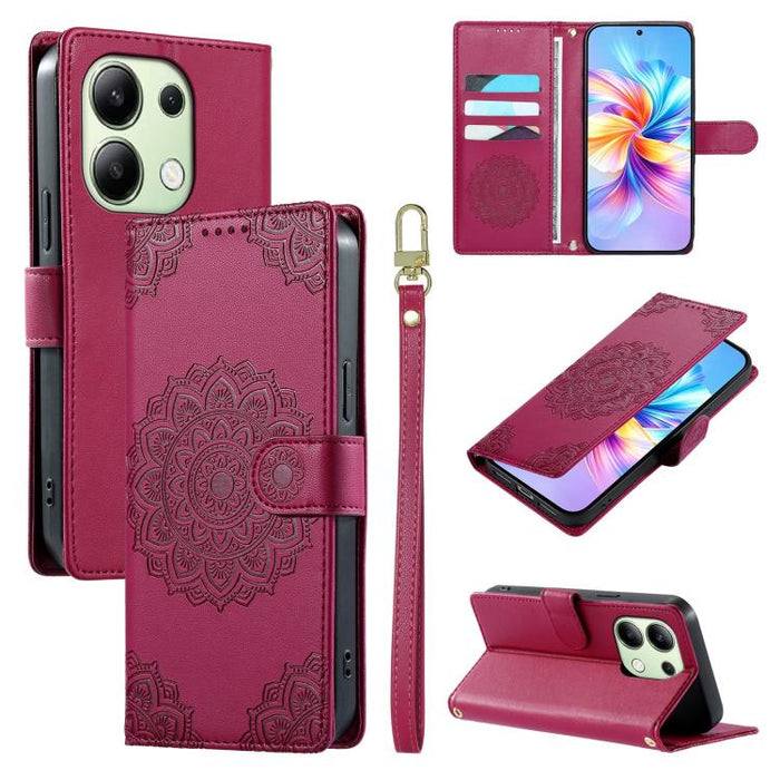 Funda para teléfono de piel vegana con cierre magnético y estampado de tótem, con correa., For Redmi Note 14 4G 164.84mm, For Redmi Note 14 Pro 4G, For Redmi Note 14 4G 163.25mm, For Redmi 14C 4G / 14R / A4 5G, For Redmi Note 14 Pro 5G / Note 14 Pro+ 5...
