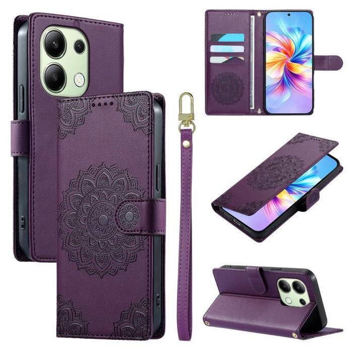 Funda para teléfono de piel vegana con cierre magnético y estampado de tótem, con correa., For Redmi Note 14 4G 164.84mm, For Redmi Note 14 Pro 4G, For Redmi Note 14 4G 163.25mm, For Redmi 14C 4G / 14R / A4 5G, For Redmi Note 14 Pro 5G / Note 14 Pro+ 5...