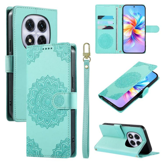 Funda para teléfono de piel vegana con cierre magnético y estampado de tótem, con correa., For Redmi Note 14 4G 164.84mm, For Redmi Note 14 Pro 4G, For Redmi Note 14 4G 163.25mm, For Redmi 14C 4G / 14R / A4 5G, For Redmi Note 14 Pro 5G / Note 14 Pro+ 5...
