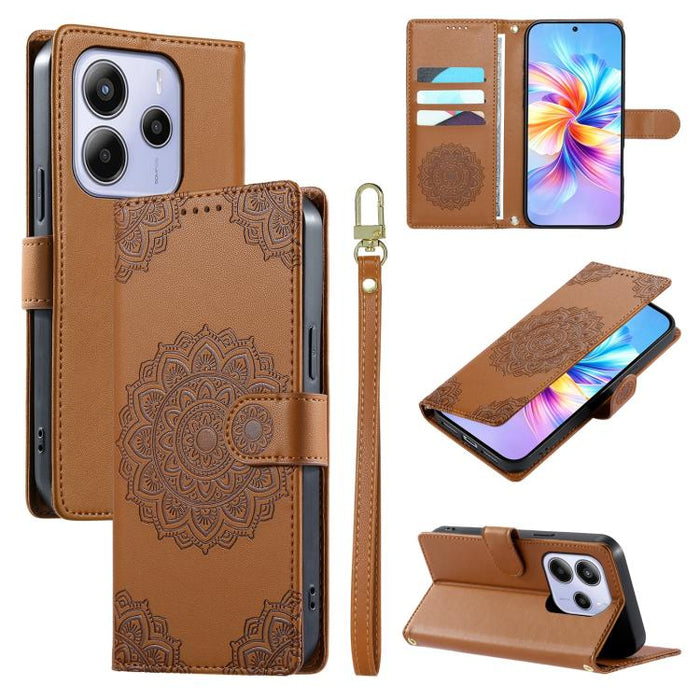 Funda para teléfono de piel vegana con cierre magnético y estampado de tótem, con correa., For Redmi Note 14 4G 164.84mm, For Redmi Note 14 Pro 4G, For Redmi Note 14 4G 163.25mm, For Redmi 14C 4G / 14R / A4 5G, For Redmi Note 14 Pro 5G / Note 14 Pro+ 5...