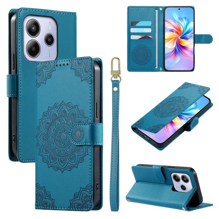Funda para teléfono de piel vegana con cierre magnético y estampado de tótem, con correa., For Redmi Note 14 4G 164.84mm, For Redmi Note 14 Pro 4G, For Redmi Note 14 4G 163.25mm, For Redmi 14C 4G / 14R / A4 5G, For Redmi Note 14 Pro 5G / Note 14 Pro+ 5...