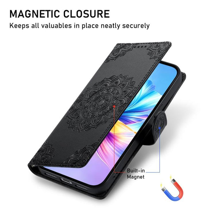 Funda para teléfono de piel vegana con cierre magnético y estampado de tótem, con correa., For Redmi Note 14 4G 164.84mm, For Redmi Note 14 Pro 4G, For Redmi Note 14 4G 163.25mm, For Redmi 14C 4G / 14R / A4 5G, For Redmi Note 14 Pro 5G / Note 14 Pro+ 5...