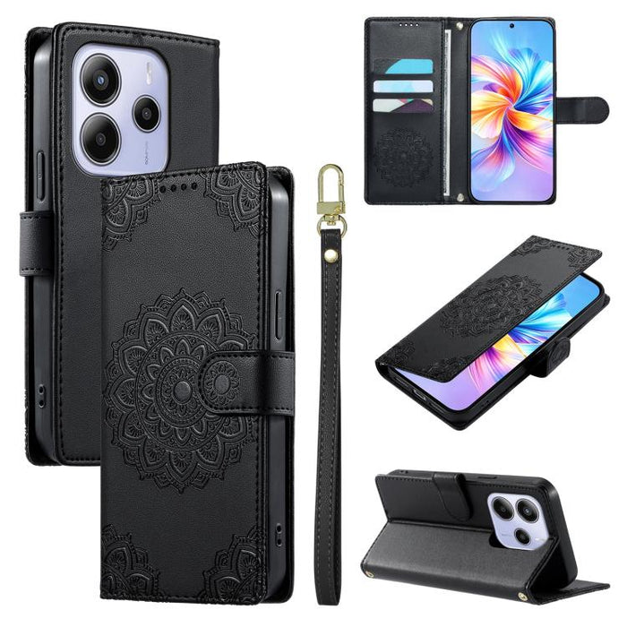 Funda para teléfono de piel vegana con cierre magnético y estampado de tótem, con correa., For Redmi Note 14 4G 164.84mm, For Redmi Note 14 Pro 4G, For Redmi Note 14 4G 163.25mm, For Redmi 14C 4G / 14R / A4 5G, For Redmi Note 14 Pro 5G / Note 14 Pro+ 5...