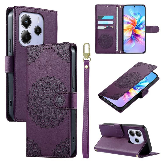 Funda para teléfono de piel vegana con cierre magnético y estampado de tótem, con correa., For Redmi Note 14 4G 164.84mm, For Redmi Note 14 Pro 4G, For Redmi Note 14 4G 163.25mm, For Redmi 14C 4G / 14R / A4 5G, For Redmi Note 14 Pro 5G / Note 14 Pro+ 5...