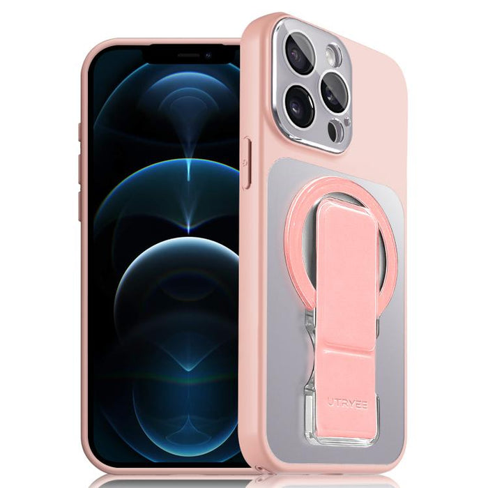 Funda magnética para teléfono UTRYEE de color plateado con soporte plegable de PU, For iPhone 12 Pro Max, For iPhone 12 Pro
