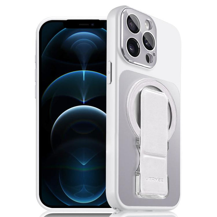 Funda magnética para teléfono UTRYEE de color plateado con soporte plegable de PU, For iPhone 12 Pro Max, For iPhone 12 Pro