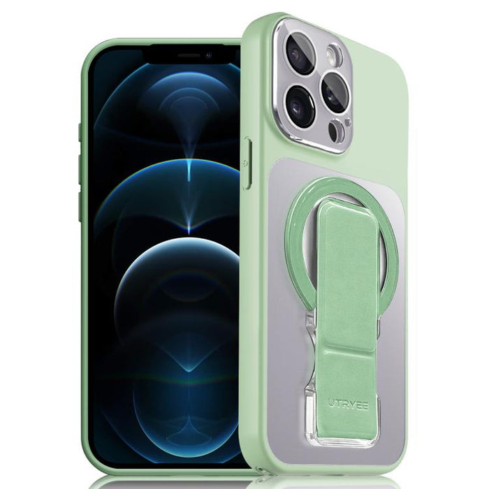 Funda magnética para teléfono UTRYEE de color plateado con soporte plegable de PU, For iPhone 12 Pro Max, For iPhone 12 Pro