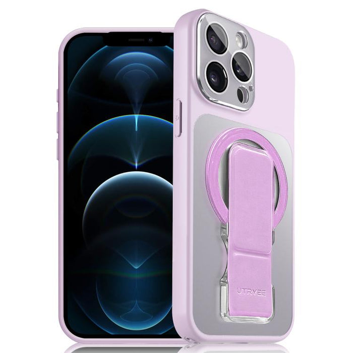 Funda magnética para teléfono UTRYEE de color plateado con soporte plegable de PU, For iPhone 12 Pro Max, For iPhone 12 Pro