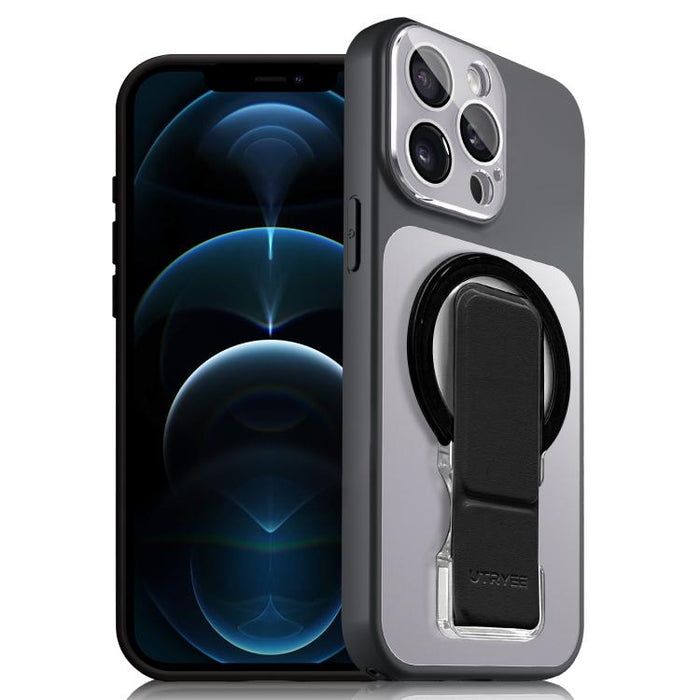 Funda magnética para teléfono UTRYEE de color plateado con soporte plegable de PU, For iPhone 12 Pro Max, For iPhone 12 Pro