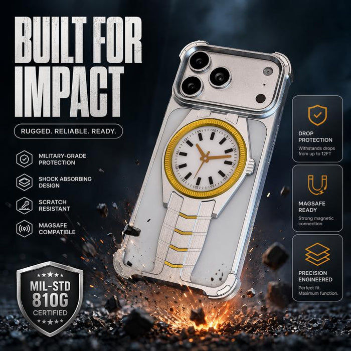Funda magnética para teléfono de aleación de aluminio con diseño de reloj, For iPhone 17 Pro Max, For iPhone 17 Pro