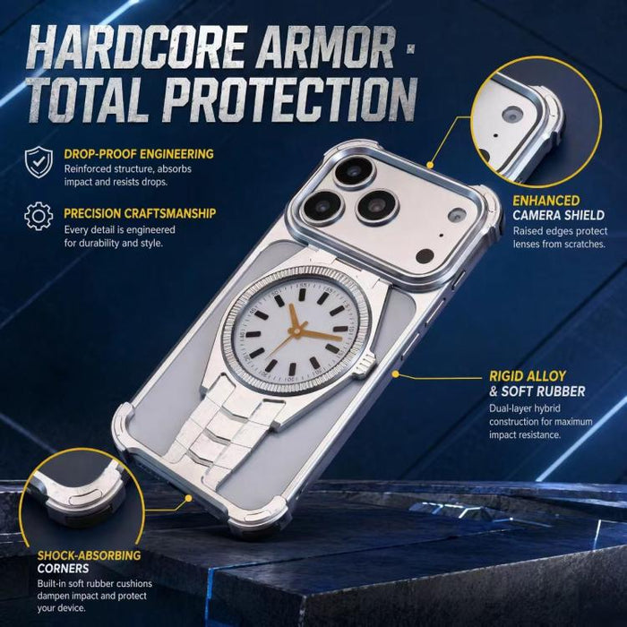 Funda magnética para teléfono de aleación de aluminio con diseño de reloj, For iPhone 17 Pro Max, For iPhone 17 Pro