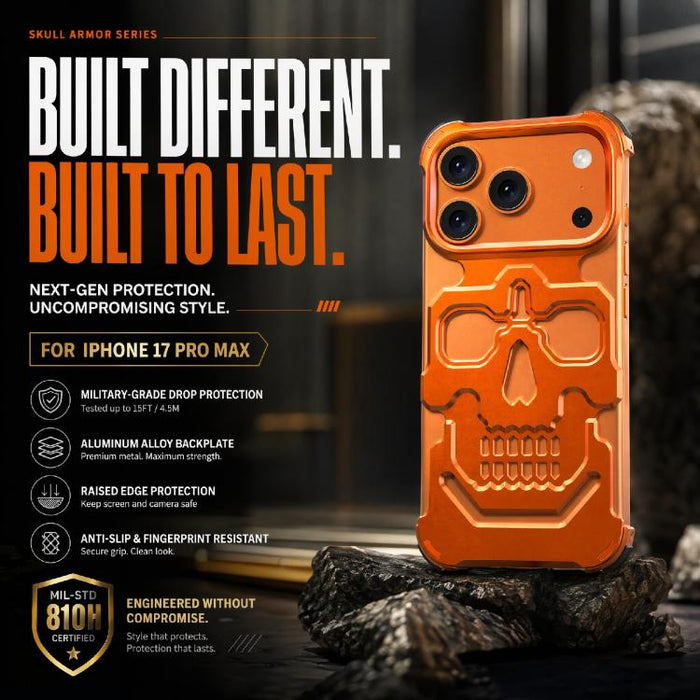 Funda para teléfono de aleación de aluminio con diseño único de calavera, For iPhone 17 Pro Max, For iPhone 17 Pro