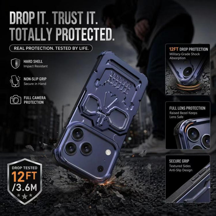 Funda para teléfono de aleación de aluminio con diseño único de calavera, For iPhone 17 Pro Max, For iPhone 17 Pro