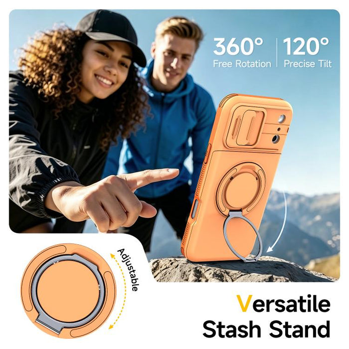Funda para teléfono con soporte giratorio de 360 grados, ranura para tarjeta y protección deslizante para la cámara., For iPhone 17 Pro Max, For iPhone 17, For iPhone 16 Pro Max