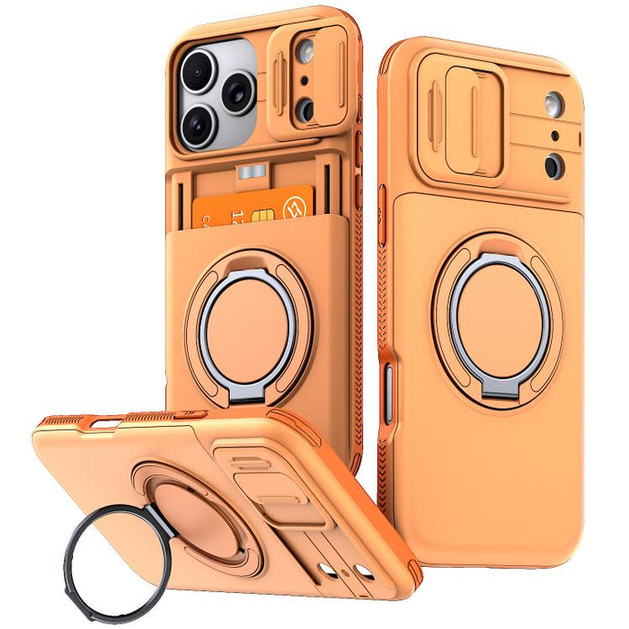Funda para teléfono con soporte giratorio de 360 grados, ranura para tarjeta y protección deslizante para la cámara., For iPhone 17 Pro Max, For iPhone 17, For iPhone 16 Pro Max