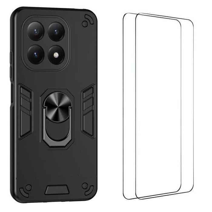 Funda protectora antigolpes con soporte integrado WANLONFENG para teléfono, incluye 2 protectores de pantalla., For Xiaomi 15T 5G
