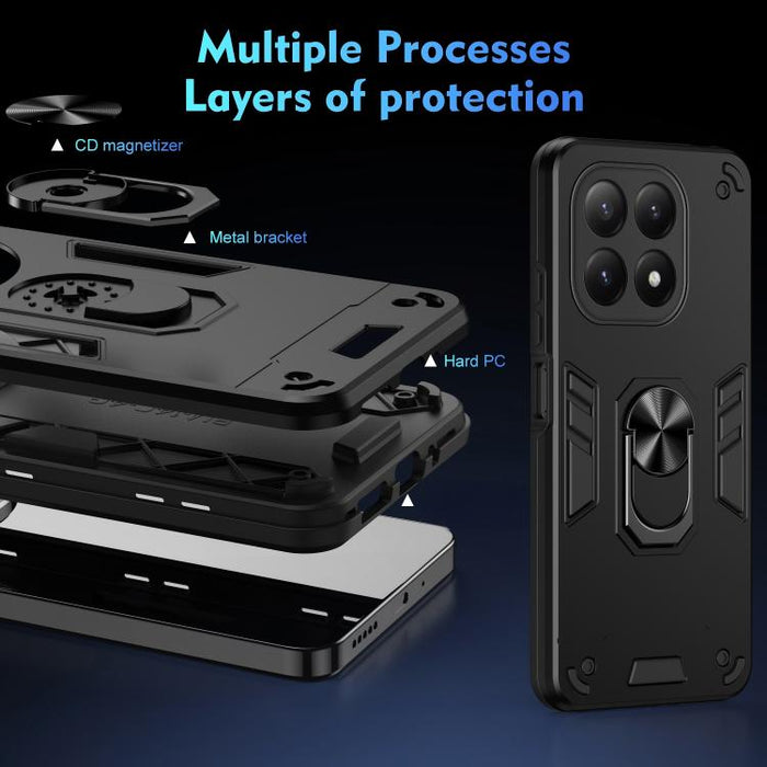 Funda protectora antigolpes con soporte integrado WANLONFENG para teléfono, incluye 2 protectores de pantalla., For Xiaomi 15T 5G