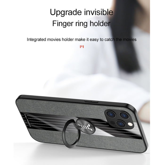 Funda protectora de TPU a prueba de golpes con textura de tela de costura XINLI con soporte para anillo