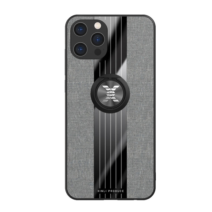 Funda protectora de TPU a prueba de golpes con textura de tela de costura XINLI con soporte para anillo