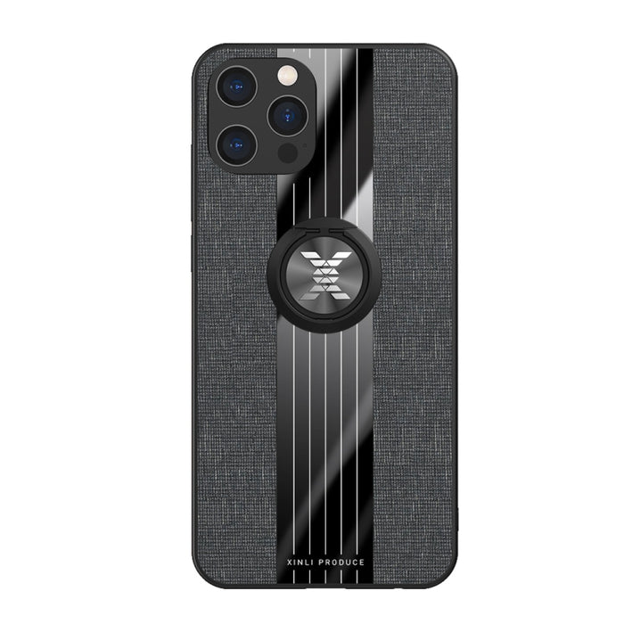 Funda protectora de TPU a prueba de golpes con textura de tela de costura XINLI con soporte para anillo