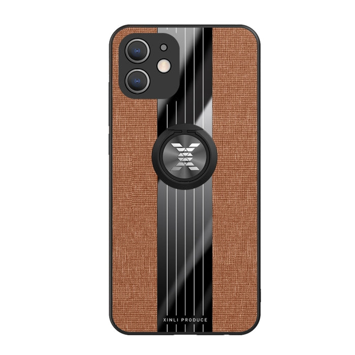 Funda protectora de TPU a prueba de golpes con textura de tela de costura XINLI con soporte para anillo