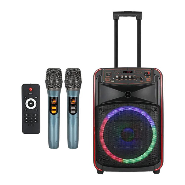Altavoz portátil Bluetooth N-625 para karaoke al aire libre con woofer RGB de 12 pulgadas y doble micrófono inalámbrico., US Plug, EU Plug, UK Plug