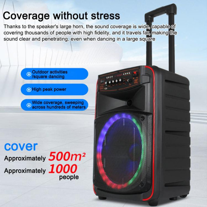 Altavoz portátil Bluetooth N-625 para karaoke al aire libre con woofer RGB de 12 pulgadas y doble micrófono inalámbrico., US Plug, EU Plug, UK Plug