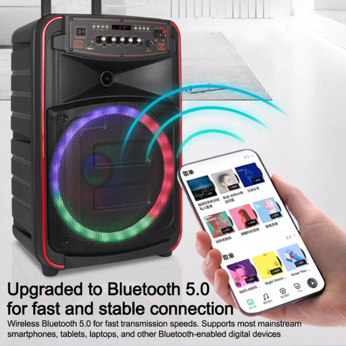 Altavoz portátil Bluetooth N-625 para karaoke al aire libre con woofer RGB de 12 pulgadas y doble micrófono inalámbrico., US Plug, EU Plug, UK Plug