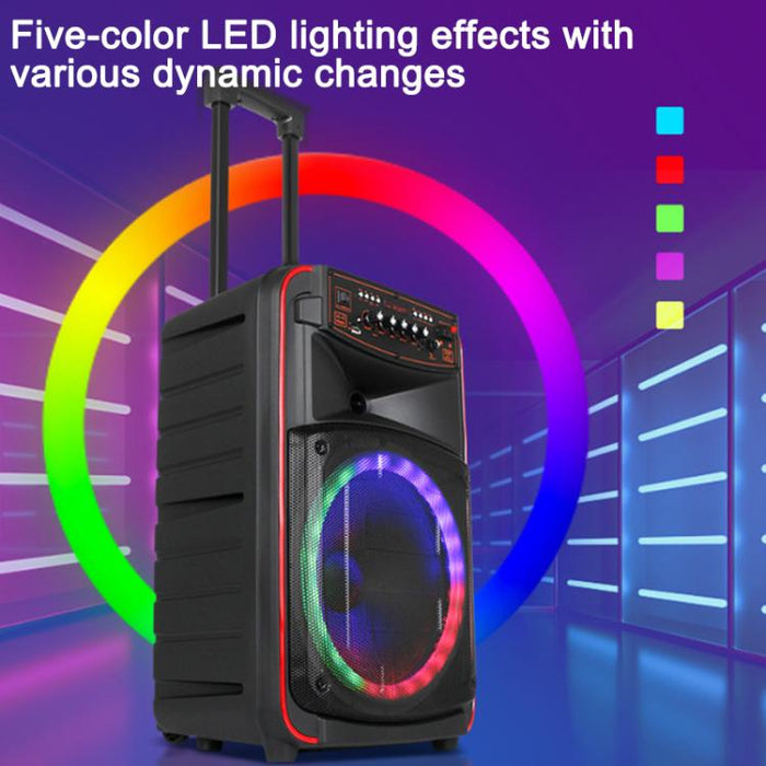 Altavoz portátil Bluetooth N-625 para karaoke al aire libre con woofer RGB de 12 pulgadas y doble micrófono inalámbrico., US Plug, EU Plug, UK Plug