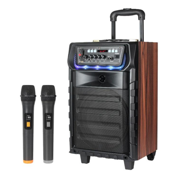Altavoz Bluetooth con ruedas, woofer RGB de 8 pulgadas y micrófono inalámbrico dual para karaoke al aire libre N-810, US Plug, EU Plug, UK Plug