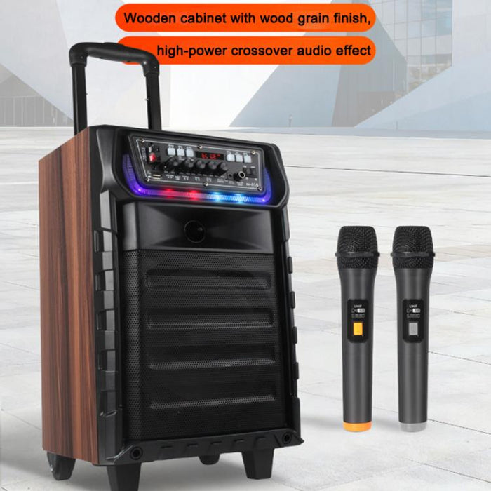 Altavoz Bluetooth con ruedas, woofer RGB de 8 pulgadas y micrófono inalámbrico dual para karaoke al aire libre N-810, US Plug, EU Plug, UK Plug
