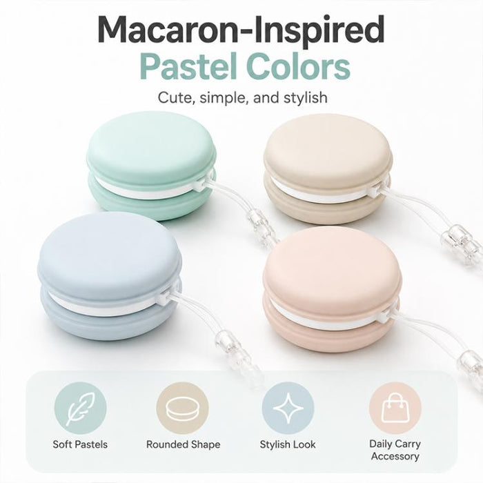 Paño limpiador de pantallas de teléfono multifuncional portátil con forma de macaron y cordón.
