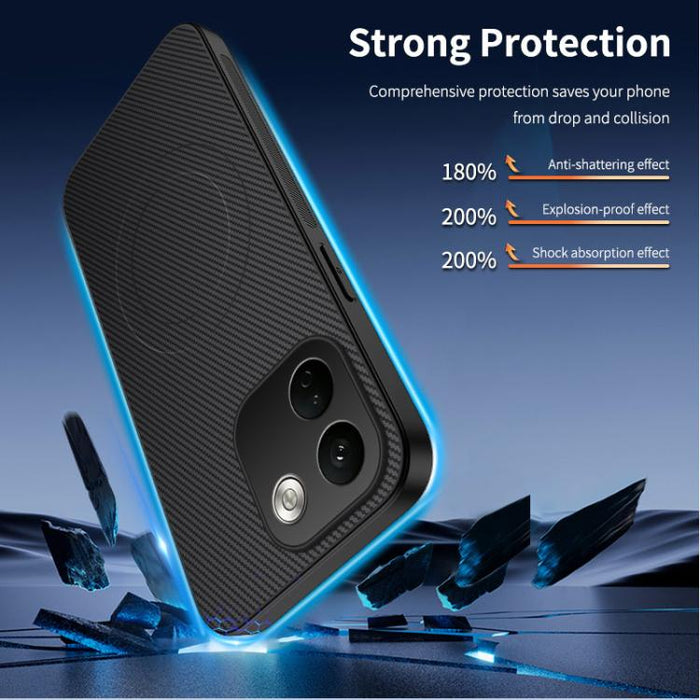 Funda para teléfono híbrida de PC y TPU con textura de fibra de carbono magnética de la serie WANLONFENG TQ, For Xiaomi 17T Pro 5G, For Xiaomi 17T 5G