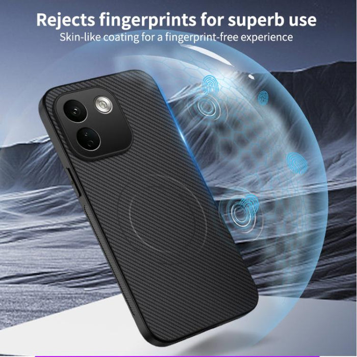 Funda para teléfono híbrida de PC y TPU con textura de fibra de carbono magnética de la serie WANLONFENG TQ, For Xiaomi 17T Pro 5G, For Xiaomi 17T 5G