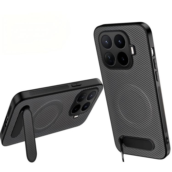 Funda magnética para teléfono WANLONFENG con soporte y textura de fibra de carbono, For Xiaomi 17T Pro 5G, For Xiaomi 17T 5G
