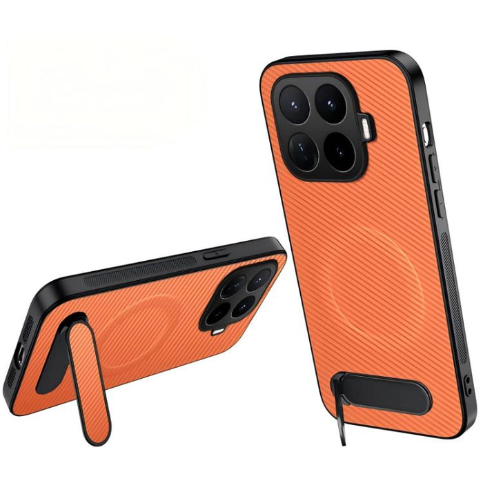 Funda magnética para teléfono WANLONFENG con soporte y textura de fibra de carbono, For Xiaomi 17T Pro 5G, For Xiaomi 17T 5G