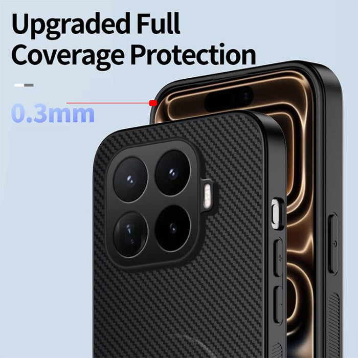 Funda magnética para teléfono WANLONFENG con soporte y textura de fibra de carbono, incluye 2 protectores de pantalla., For Xiaomi 17T Pro 5G, For Xiaomi 17T 5G