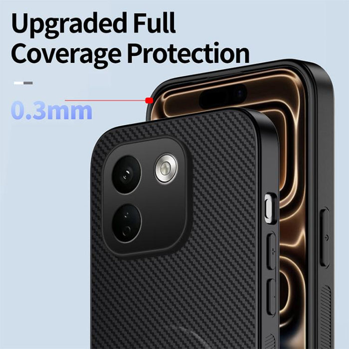 Funda magnética para teléfono WANLONFENG con soporte y textura de fibra de carbono, incluye 2 protectores de pantalla., For Xiaomi 17T Pro 5G, For Xiaomi 17T 5G
