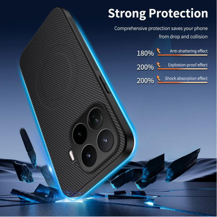 Funda magnética para teléfono WANLONFENG Serie TQ1 con textura de fibra de carbono y 2 protectores de pantalla., For Xiaomi 17T Pro 5G, For Xiaomi 17T 5G