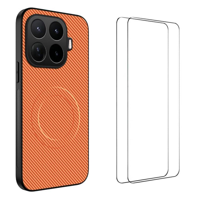 Funda magnética para teléfono WANLONFENG Serie TQ1 con textura de fibra de carbono y 2 protectores de pantalla., For Xiaomi 17T Pro 5G, For Xiaomi 17T 5G